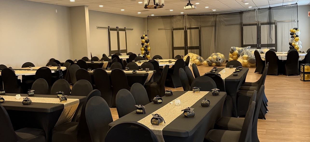 Lions Club House Decorated Black and Gold
