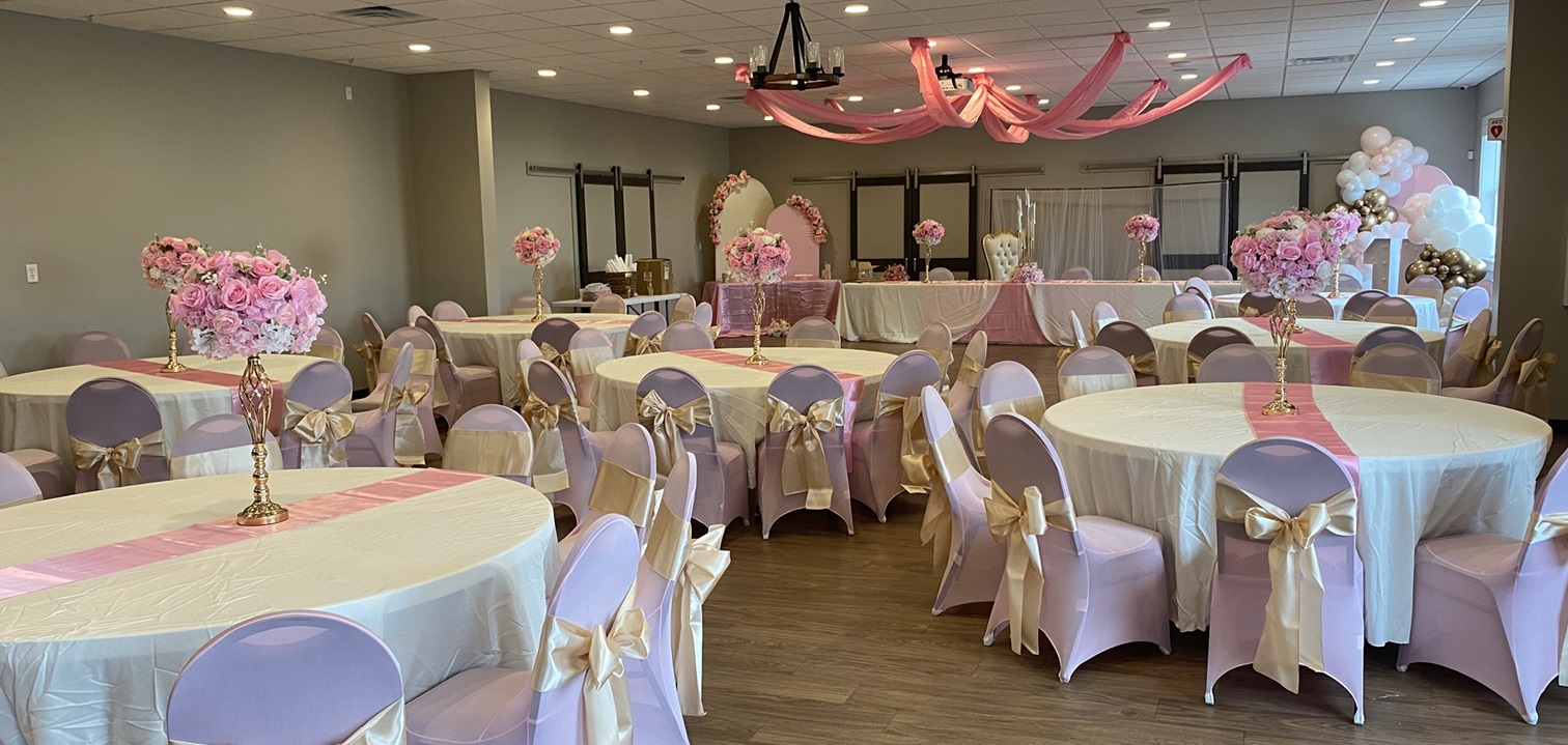 Lions Club House Decorated Pink and White